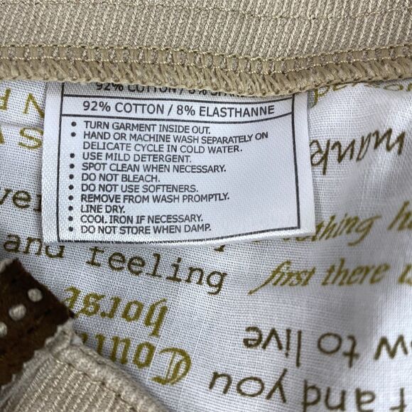 Ariat beige slim leg pants with patchwork detail size 32 - Picture 6 of 10